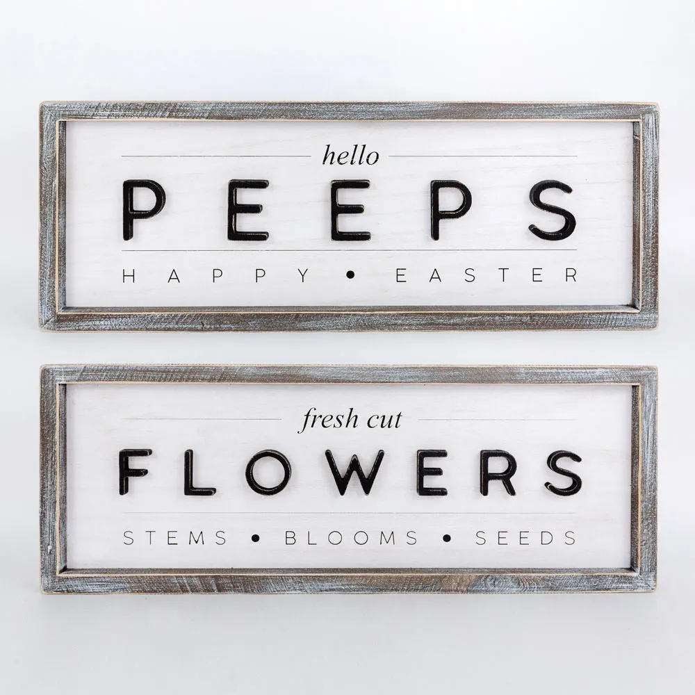 Adams & Co. - Reversible Hello Peeps/Fresh Cut Flowers Sign