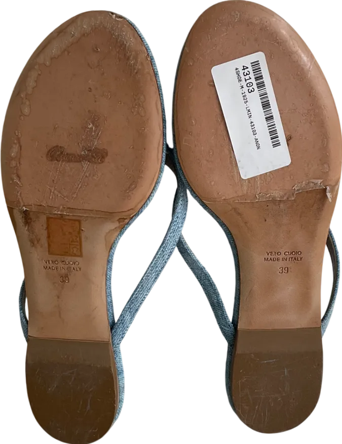 Aruna Seth Blue Farfalla Crystal Butterfly Denim Flip Flop UK 6 EU 39 👠