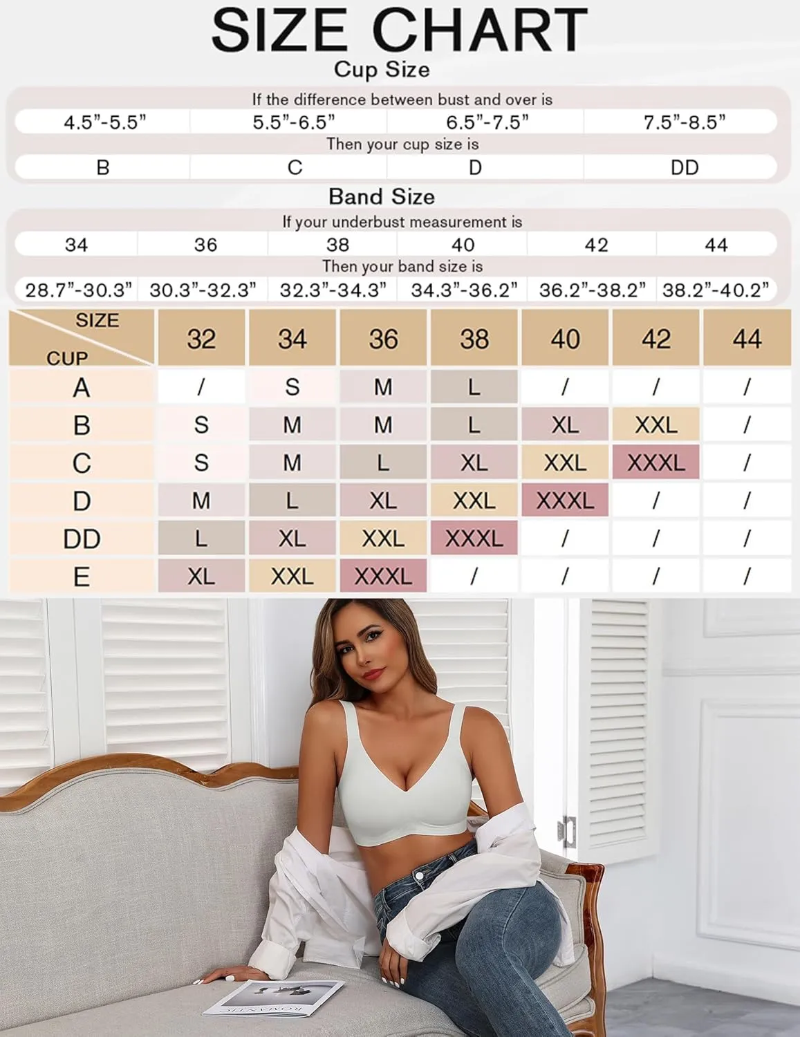 Avidlove Bras for Women Seamless Bra Full Coverage T Shirt Bralettes V Neck Wireless Bra Comfortable Brassiere