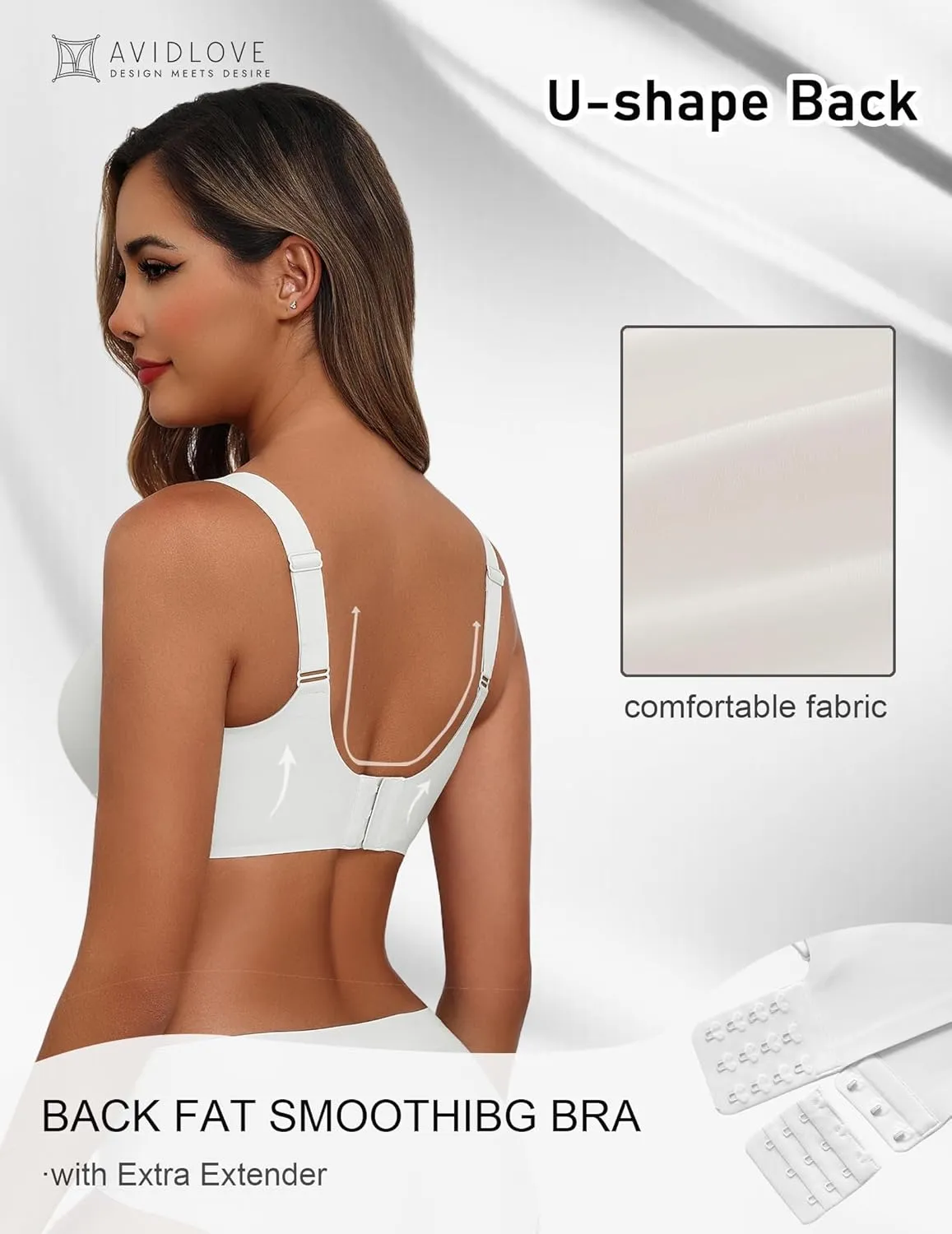 Avidlove Bras for Women Seamless Bra Full Coverage T Shirt Bralettes V Neck Wireless Bra Comfortable Brassiere