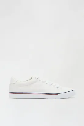 Burton White Eco Canvas Lace-Up Mens Trainers