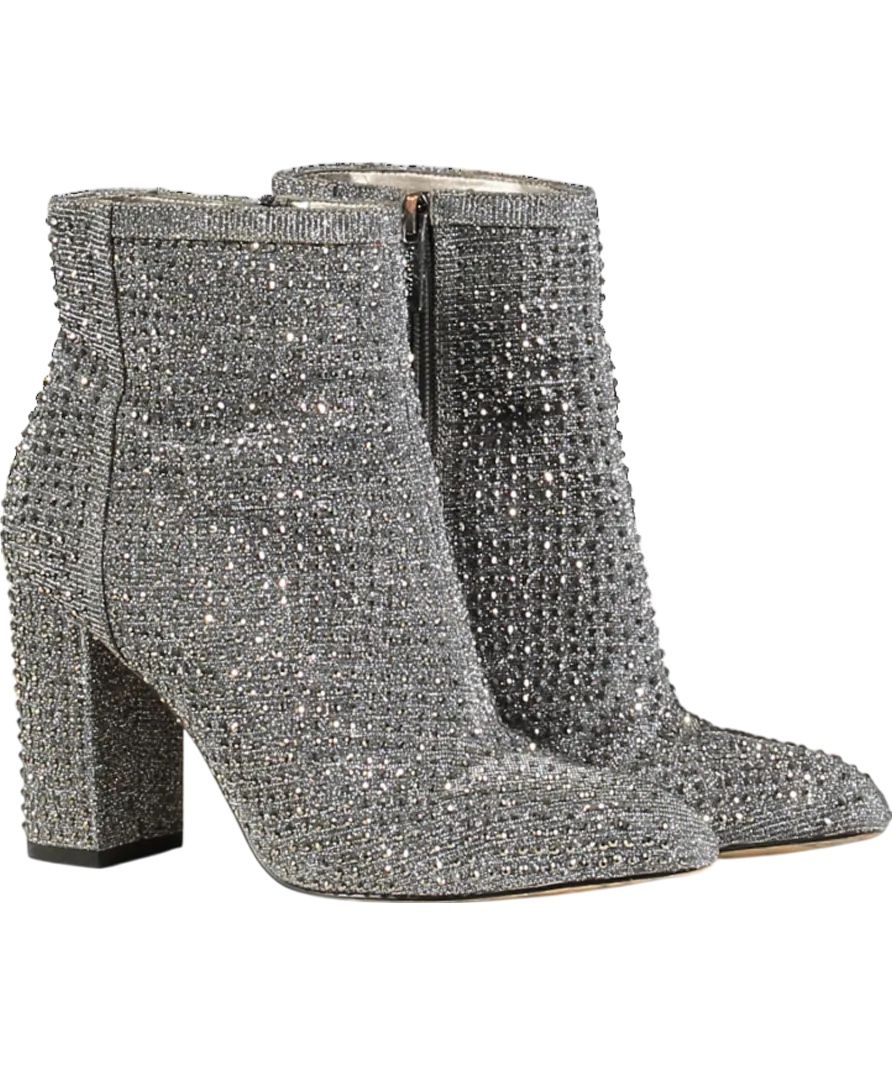 Carvela Grey Shine Embellished Ankle Boots UK 4 EU 37 👠