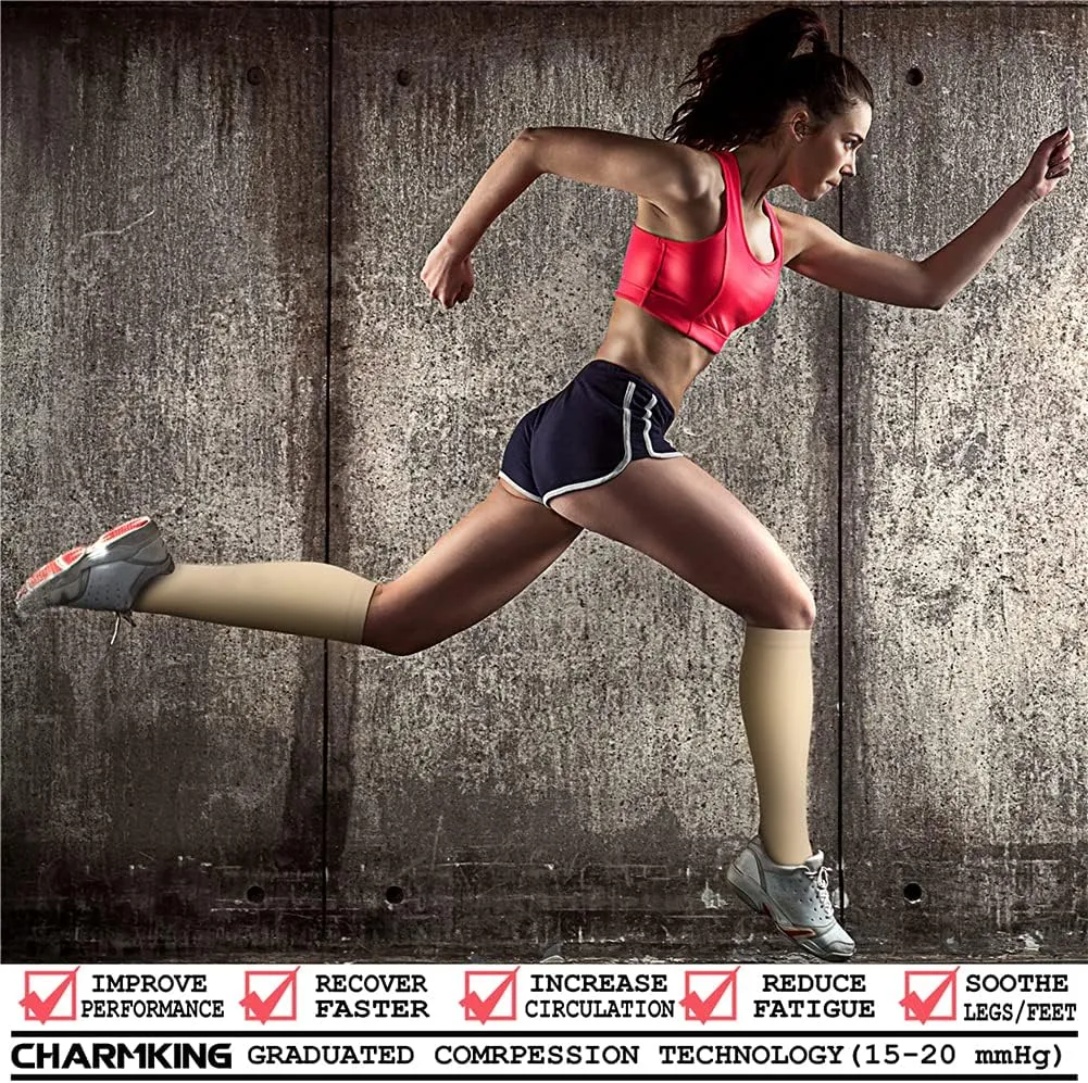 CHARMKING Compression Socks for Women & Men Circulation (3 Pairs) 15-20 mmHg is Best Support for Athletic Running Cycling