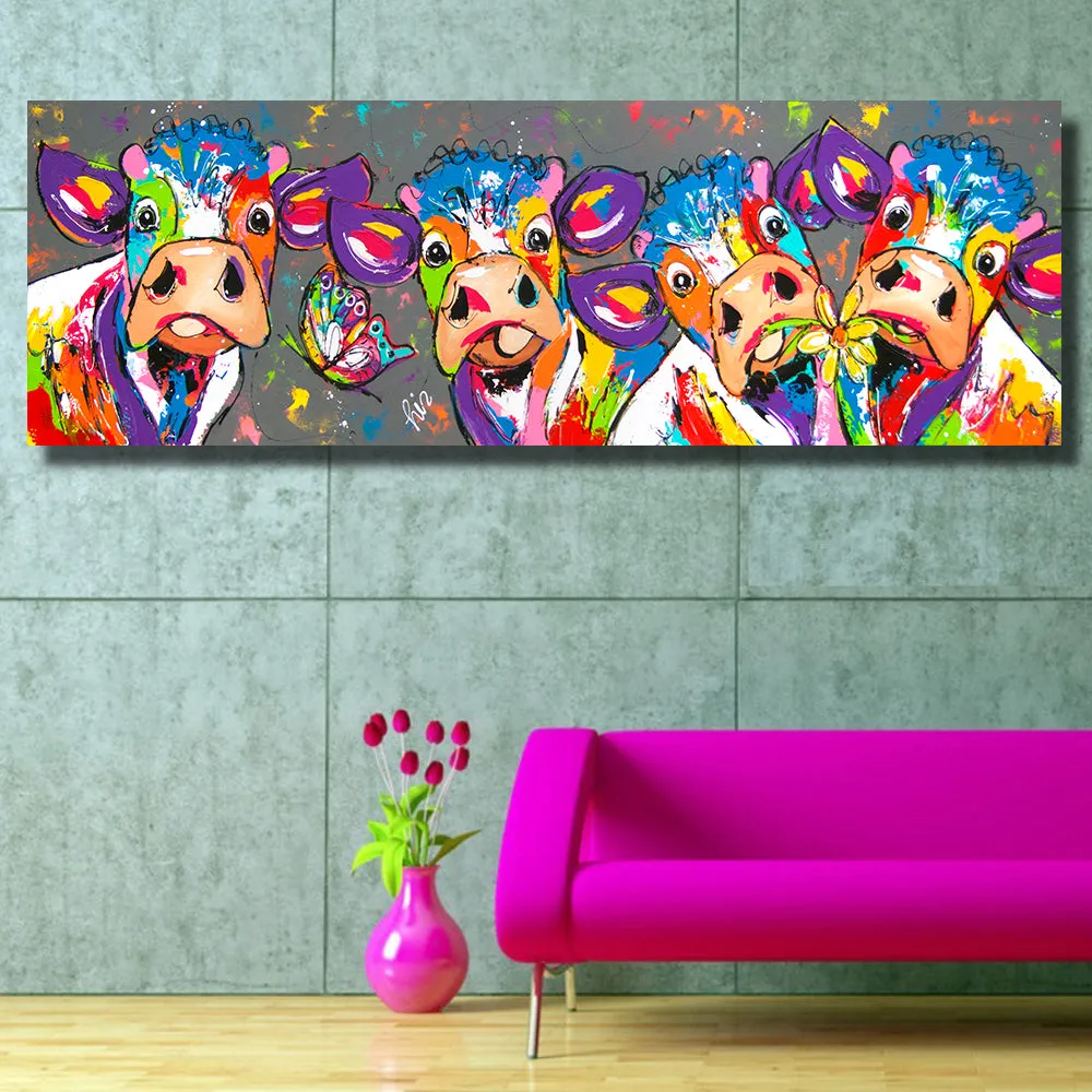 Colourful Cows Canvas Print