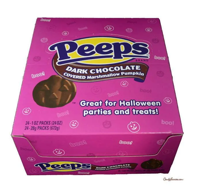 Dark Chocolate Covered Marshmallow Pumpkin Peeps