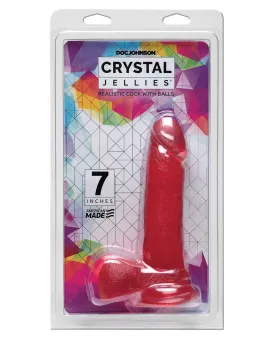 Doc Johnson Crystal Jellies 7" Cock with Balls Pink