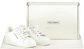 Dolce & Gabbana White Leather Portofino Logo Trainers UK 8.5 EU 26 👼