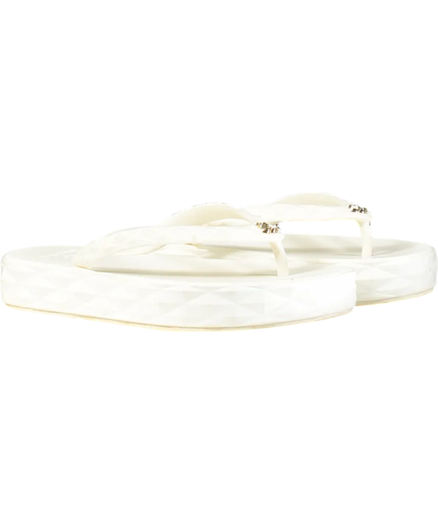 Jimmy Choo White Diamond Flip-flop Sandals UK 4 EU 37 👠