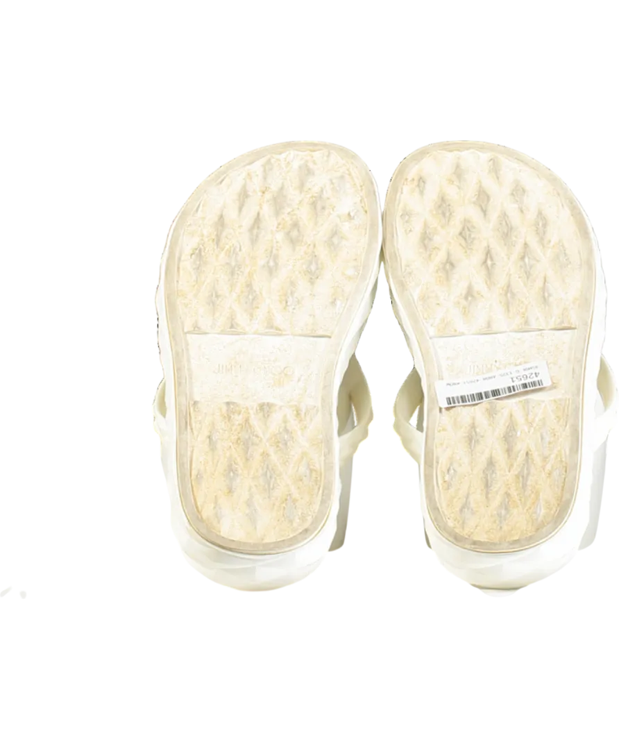Jimmy Choo White Diamond Flip-flop Sandals UK 4 EU 37 👠