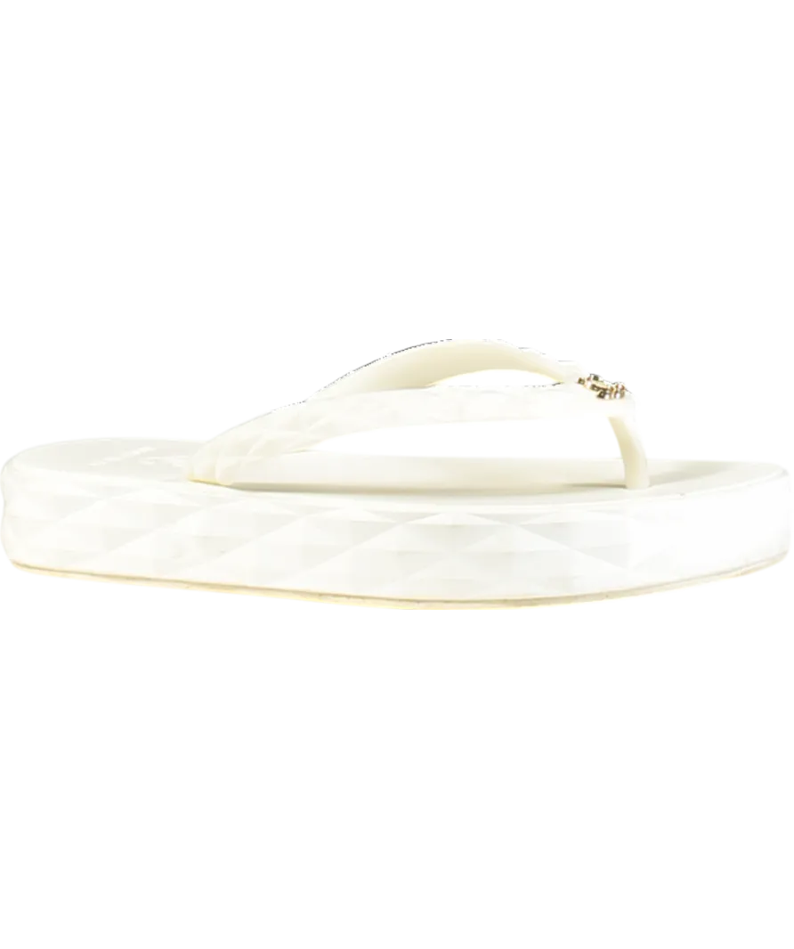 Jimmy Choo White Diamond Flip-flop Sandals UK 4 EU 37 👠