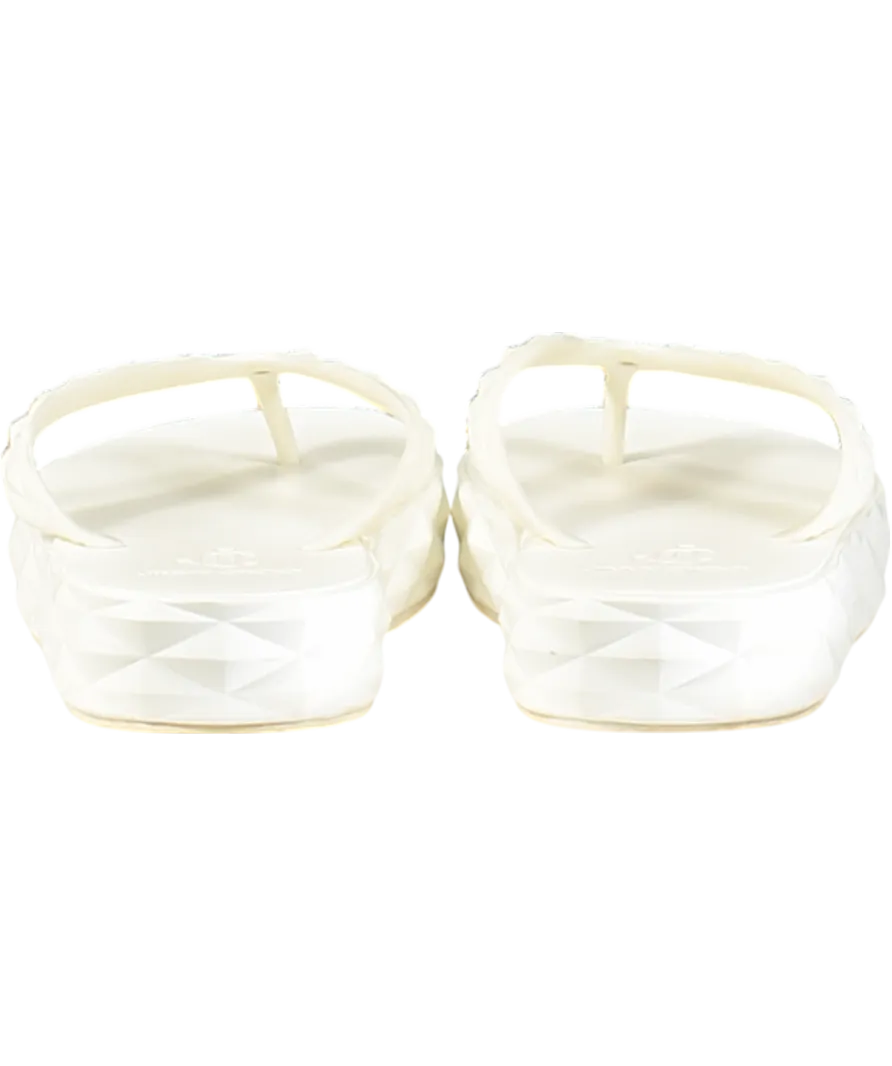 Jimmy Choo White Diamond Flip-flop Sandals UK 4 EU 37 👠