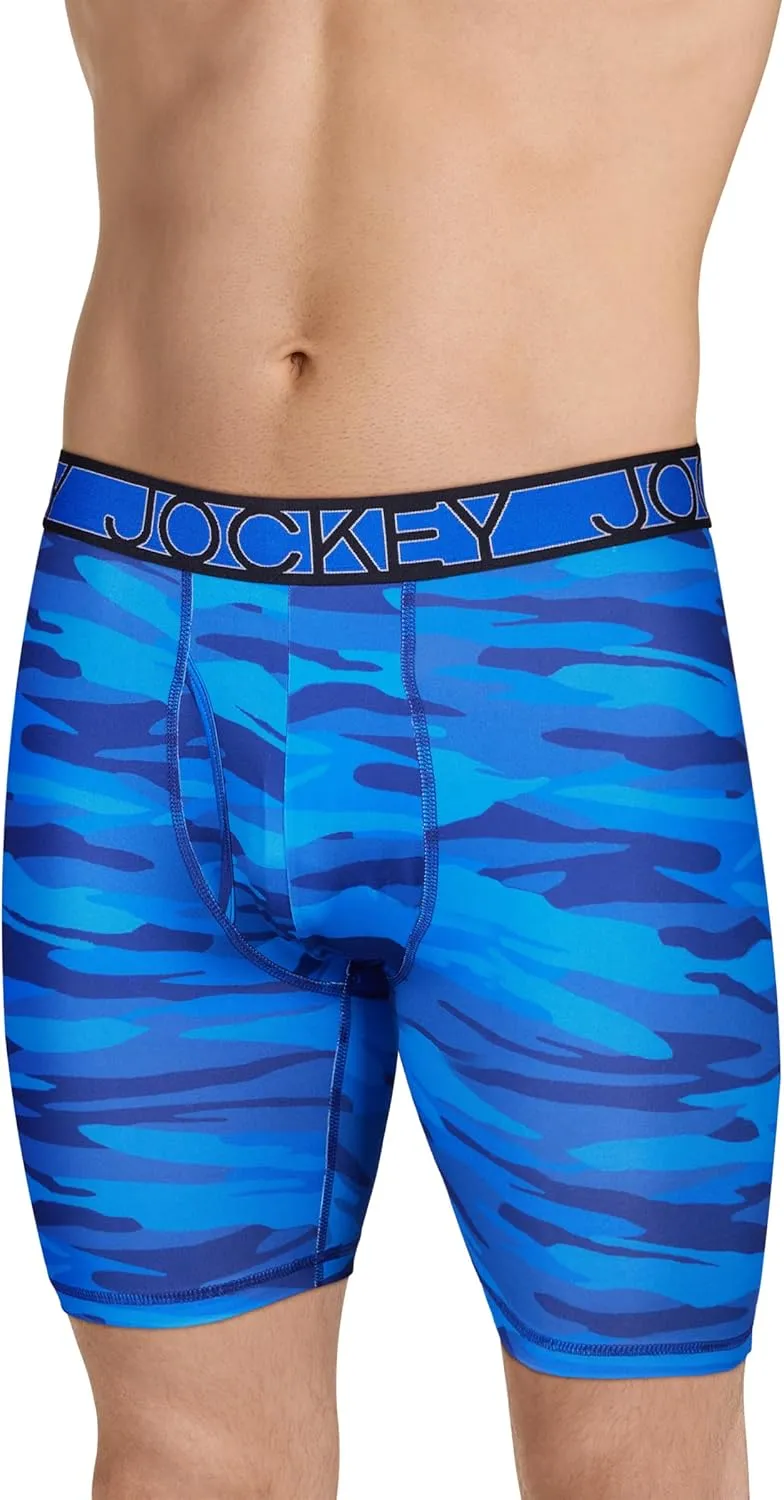 Jockey Men's Underwear Active Microfiber 9" Long Leg Boxer Brief - 3 Pack