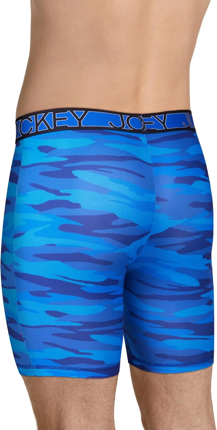 Jockey Men's Underwear Active Microfiber 9" Long Leg Boxer Brief - 3 Pack