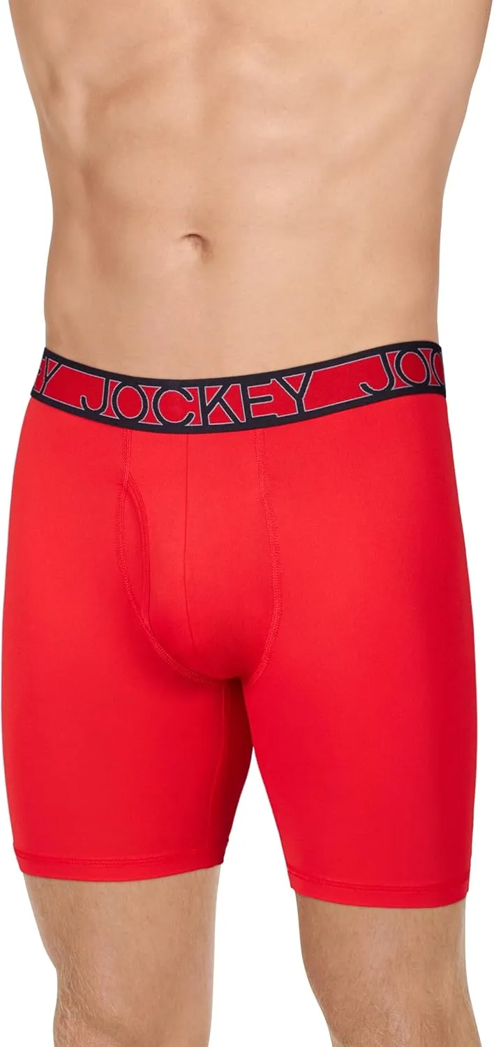 Jockey Men's Underwear Active Microfiber 9" Long Leg Boxer Brief - 3 Pack