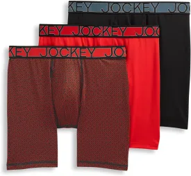 Jockey Men's Underwear Active Microfiber 9" Long Leg Boxer Brief - 3 Pack