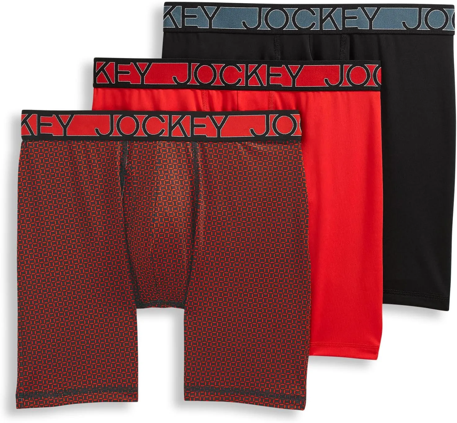 Jockey Men's Underwear Active Microfiber 9" Long Leg Boxer Brief - 3 Pack