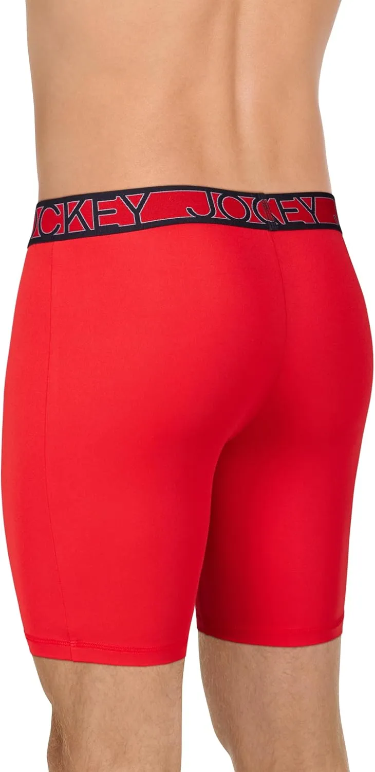 Jockey Men's Underwear Active Microfiber 9" Long Leg Boxer Brief - 3 Pack