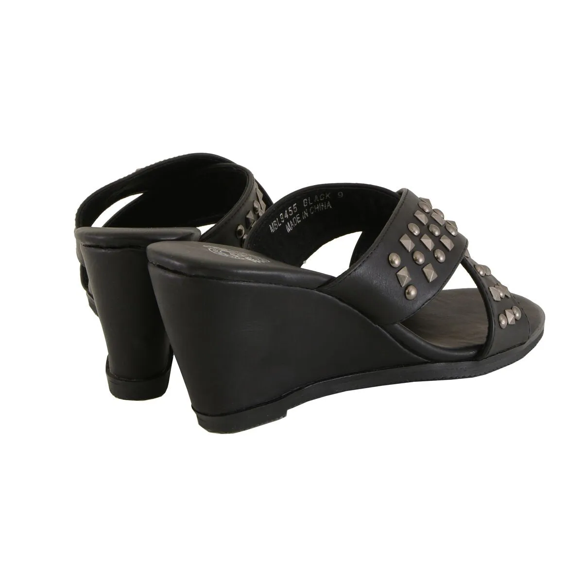 Milwaukee Leather MBL9455 Women's Black Studded Crossover Strap