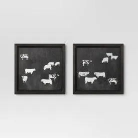 Open Box - (Set of 2) 12" x 12" Cow Collection II Framed Wall Canvases - Threshold