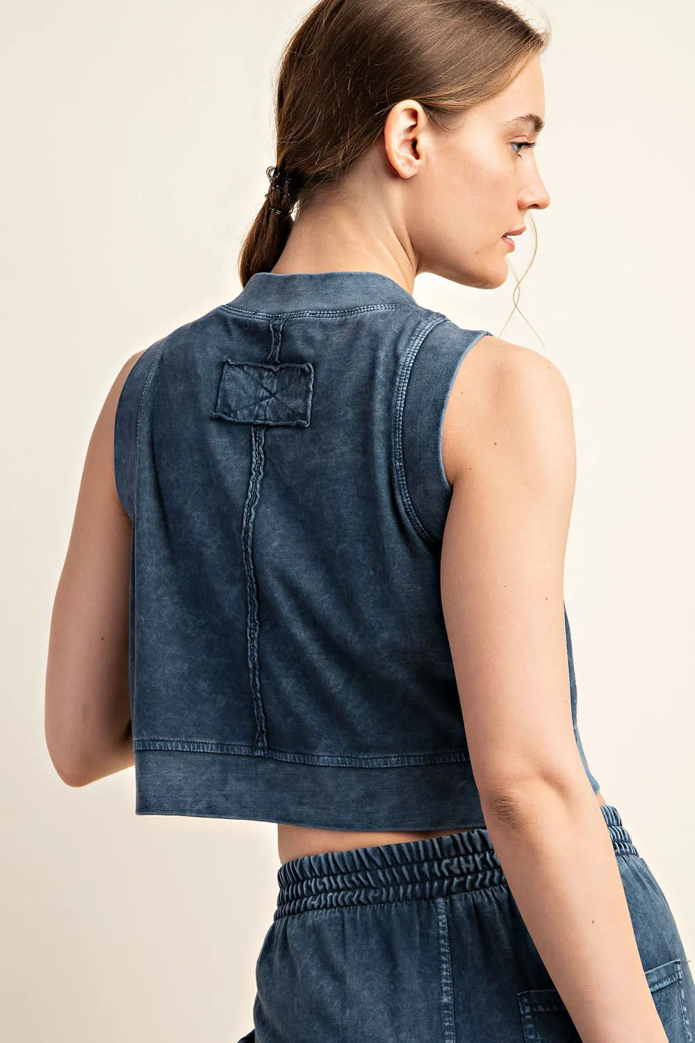 Slate Blue Mineral Washed Crop Top