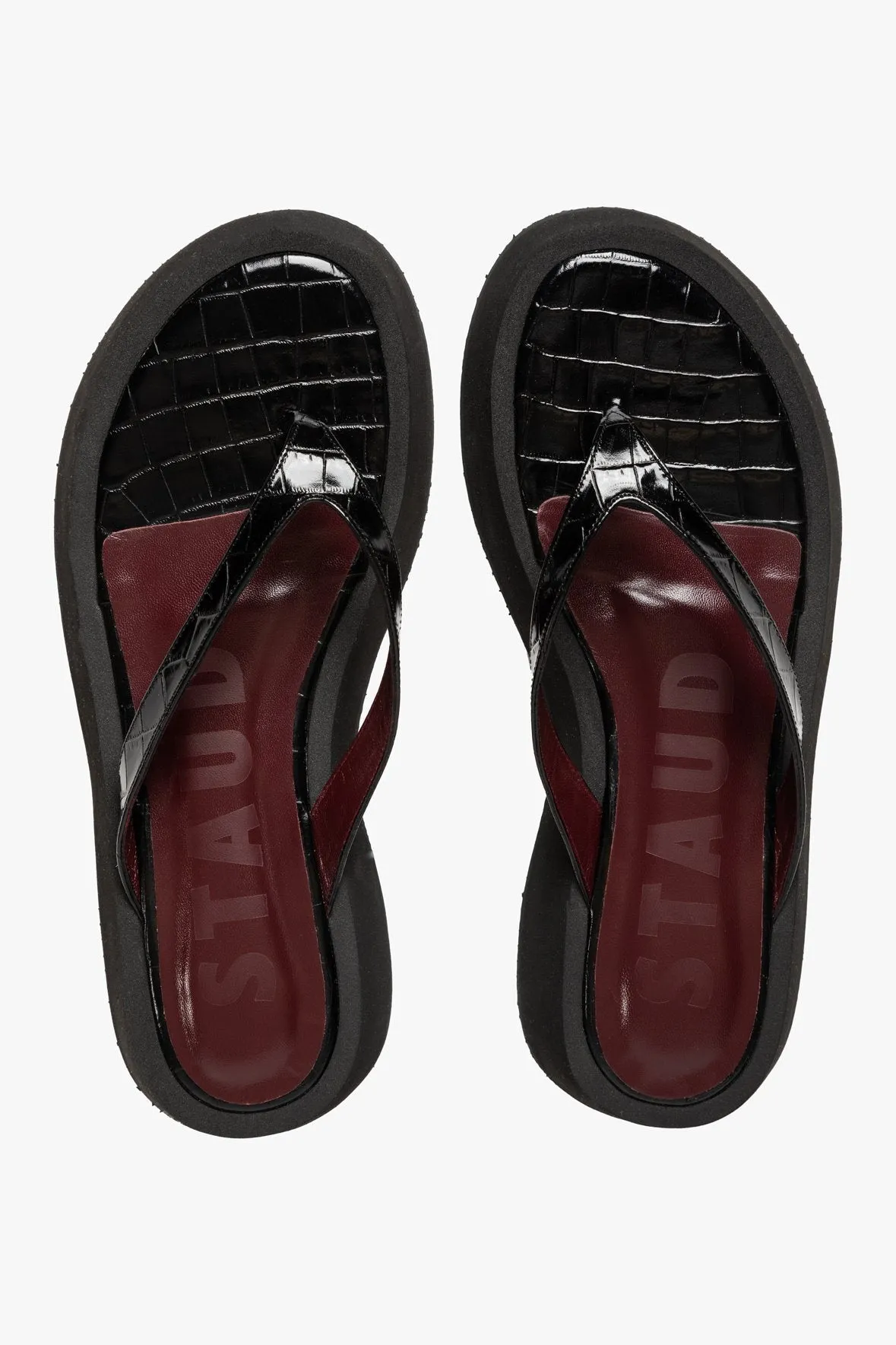 TESSA SANDAL | BLACK CROC EMBOSSED