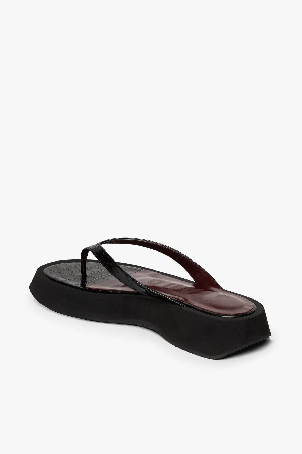 TESSA SANDAL | BLACK CROC EMBOSSED