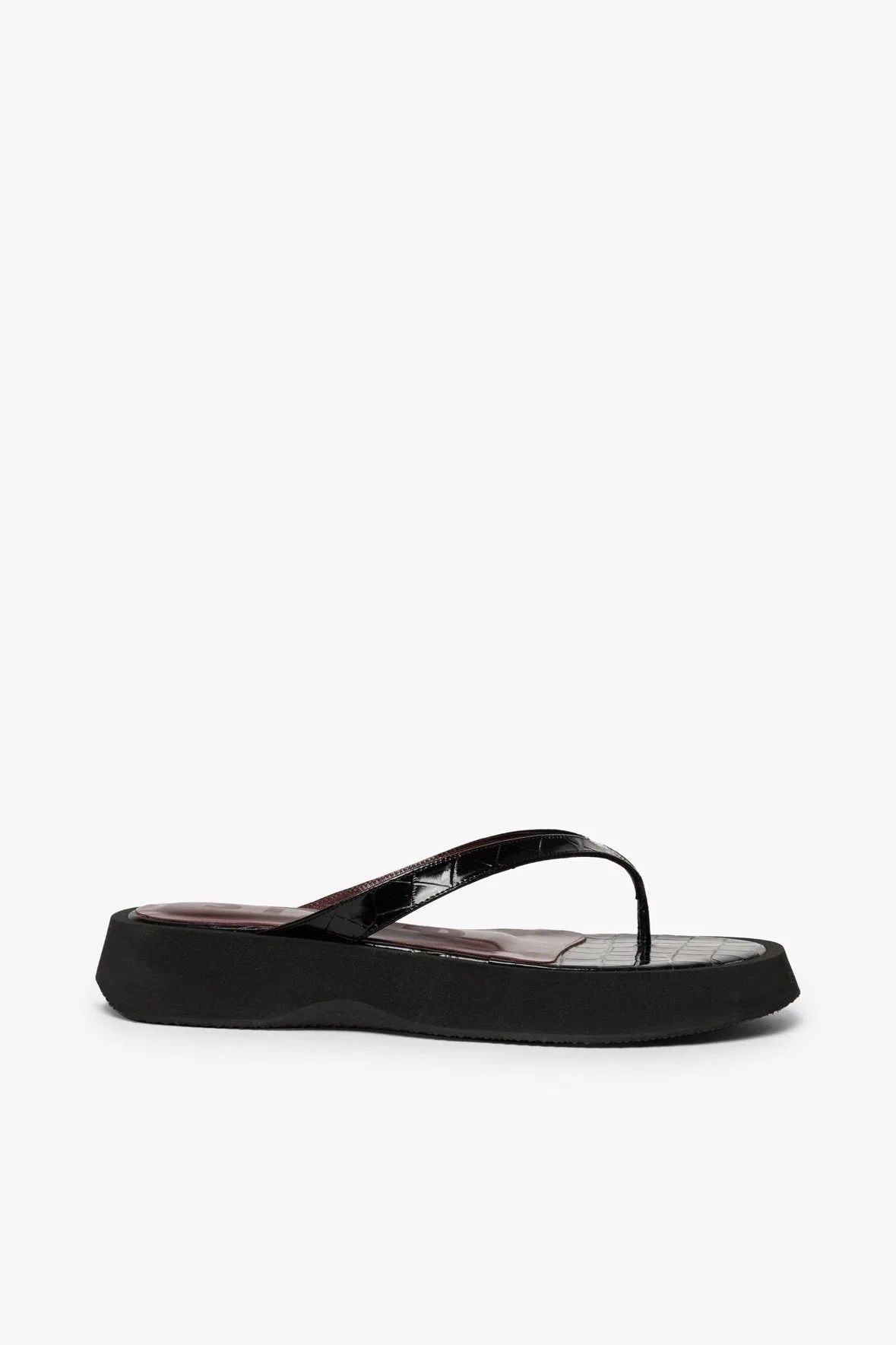 TESSA SANDAL | BLACK CROC EMBOSSED