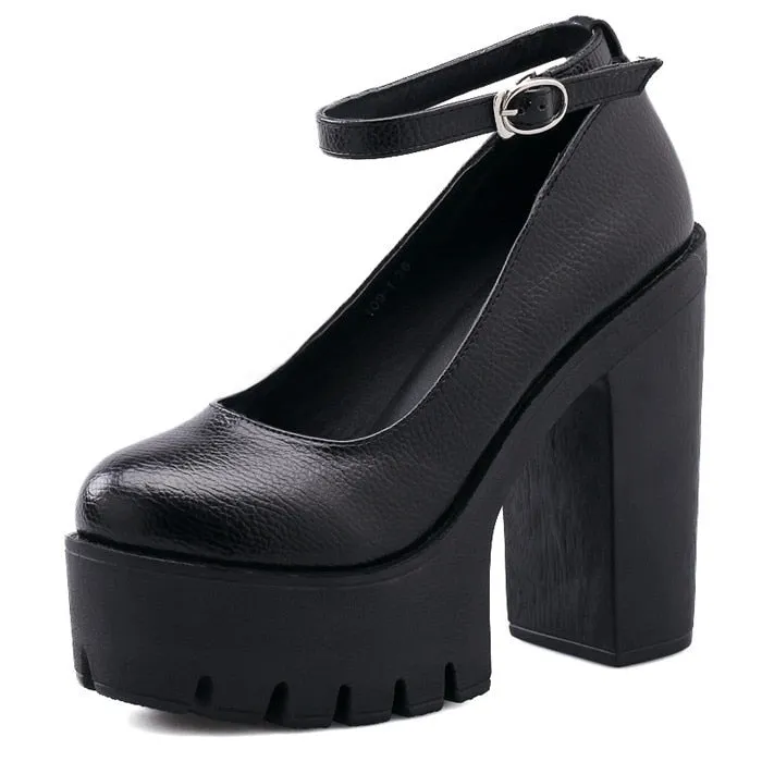 Trendy White/ Black  Baby Doll Platform Heels