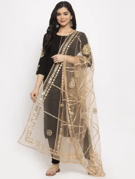 Women'S Fawn Gotta Patti Net Dupatta